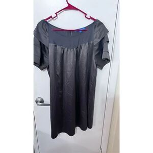 Walter x Walter Baker Womens Silk Satin Short Sleeve Shift Dress Gray Size Large